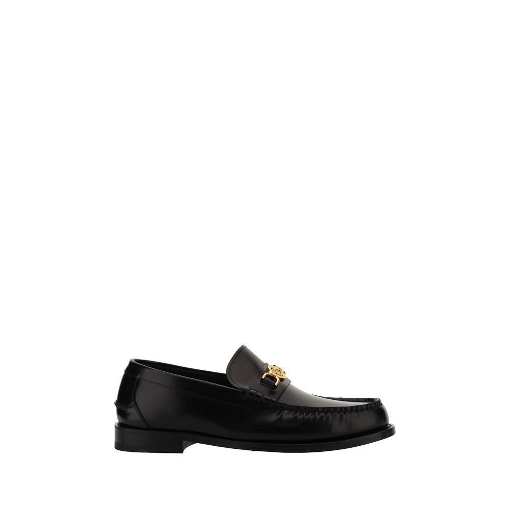 Versace Black Calf Leather Bos Taurus Slip-On Men's Loafers