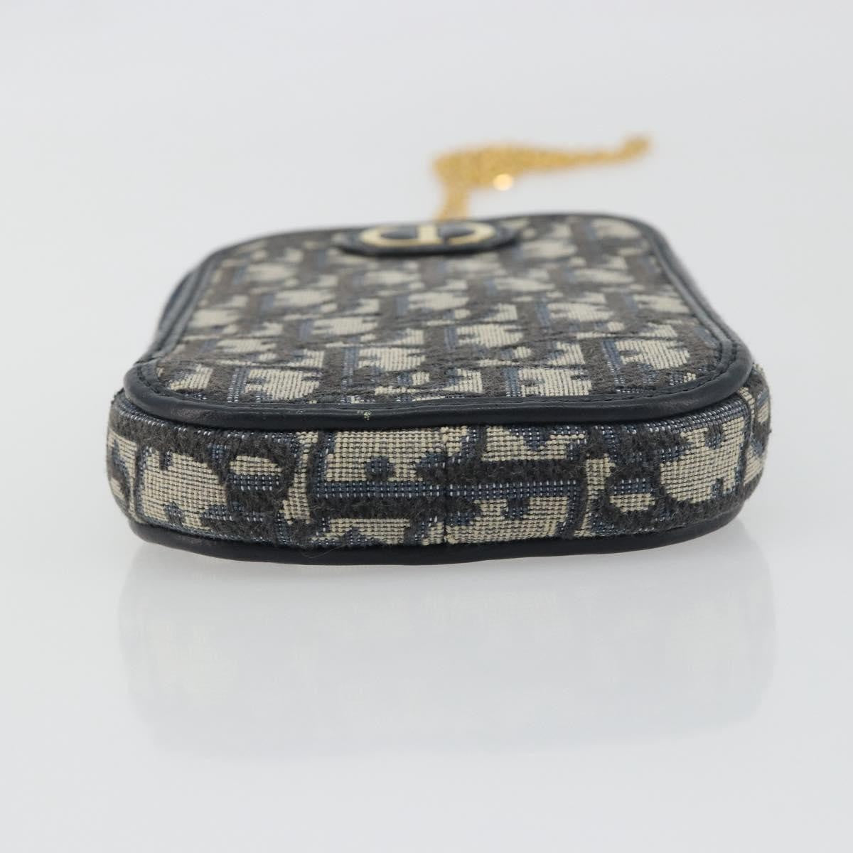 Christian Dior 30 Montaigne Phone Holder On Chain Oblique Canvas Navy Canvas Clutche & Pouche Bag (Pre-Owned)