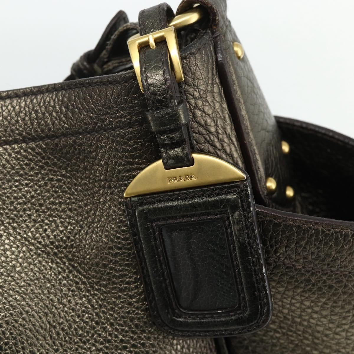 Prada Side Pocket Hobo Vitello Daino Gold Leather Shoulder Bag Bag (Pre-Owned)
