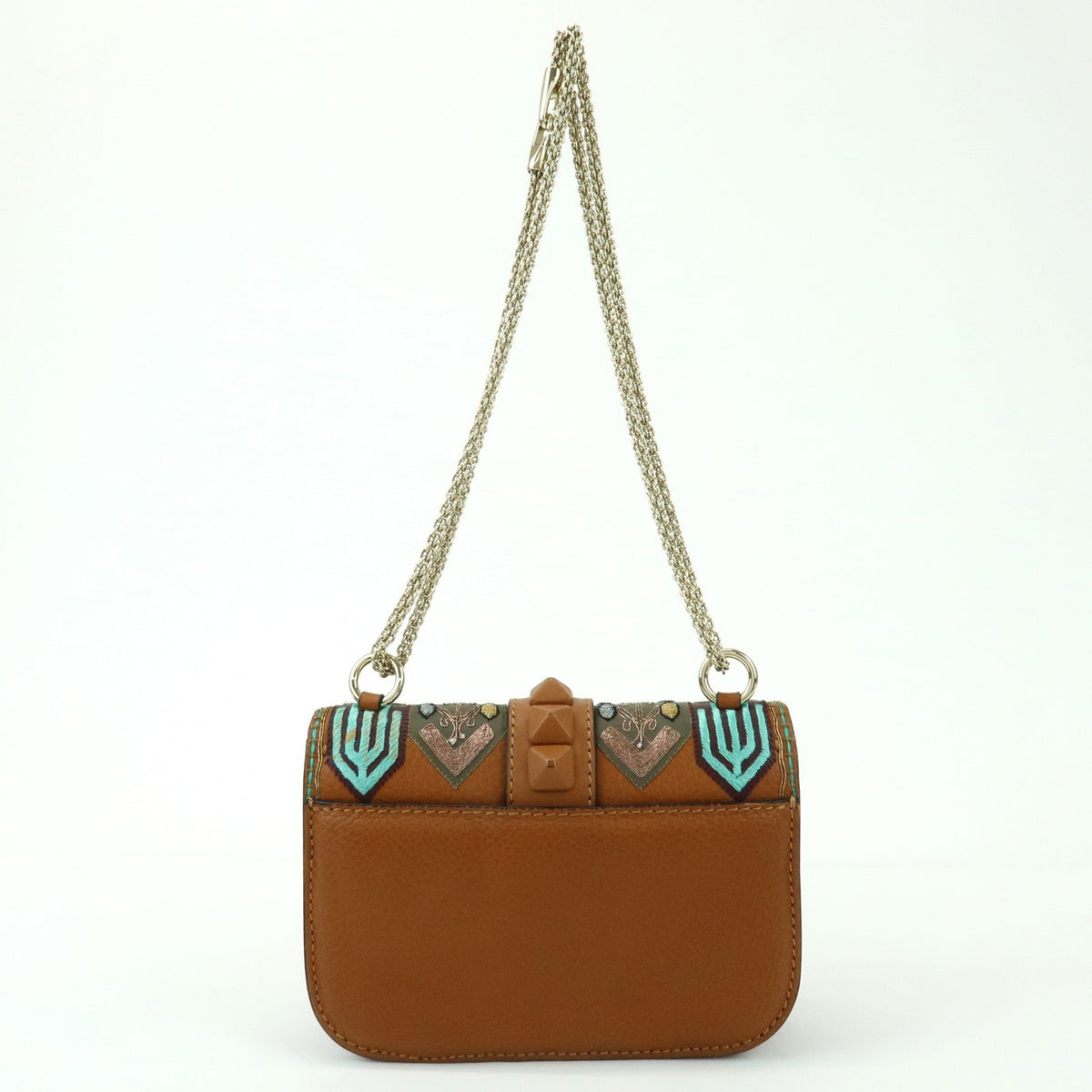 Valentino Garavani Glam Lock Leather Brown Leather Shoulder Bag Bag (Pre-Owned)
