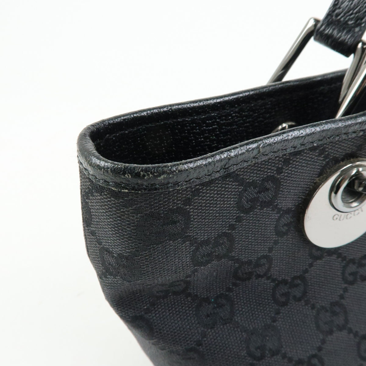 Gucci Eclipse Gg Canvas Black Canvas Tote Bag Bag (Pre-Owned)