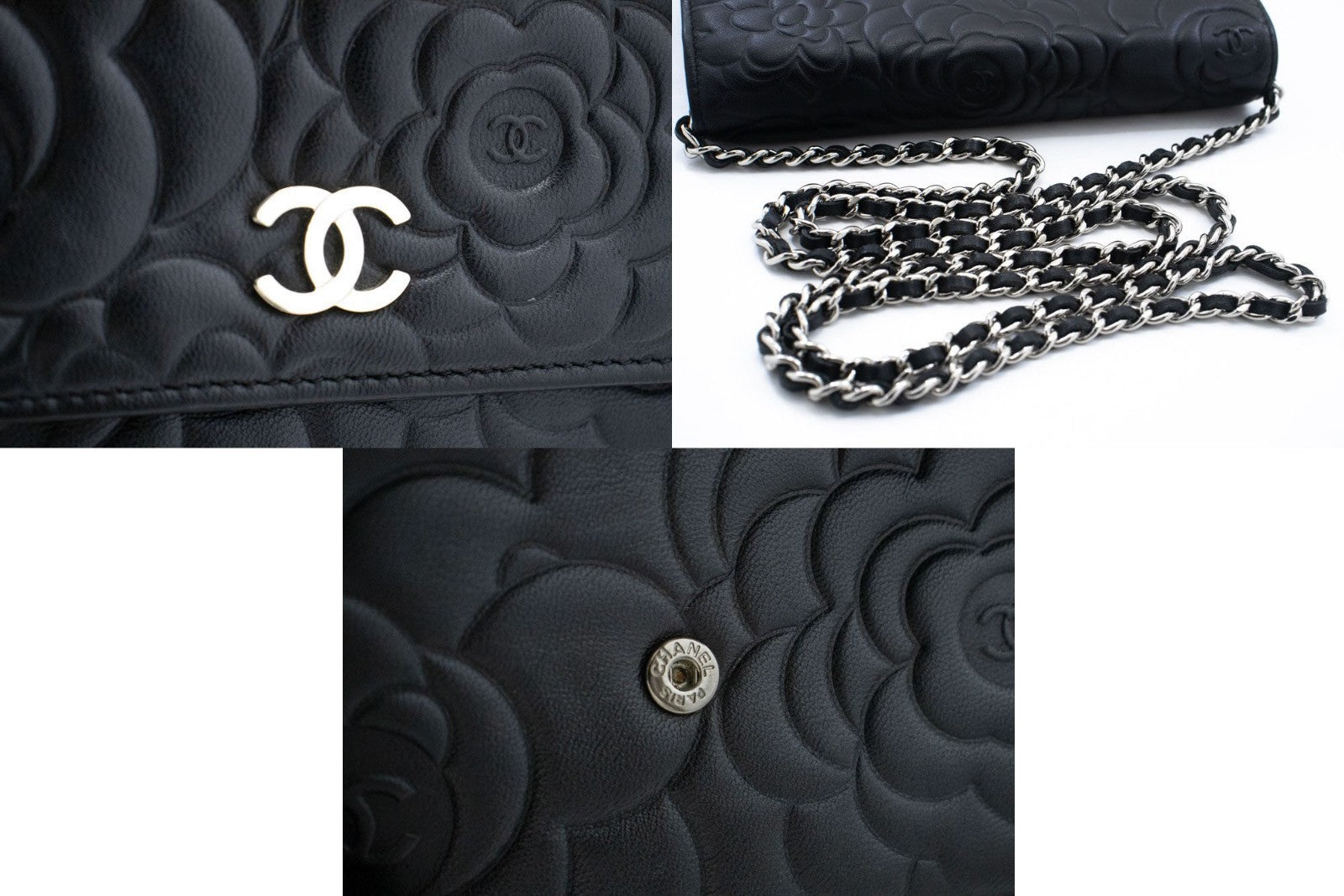 Chanel Wallet On Chain Lambskin Black Leather Shoulder Bag Bag (Pre-Owned)