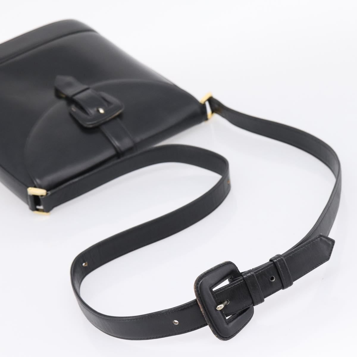 Saint Laurent Vintage Shoulder Bag Leather Black Leather Shoulder Bag Bag (Pre-Owned)