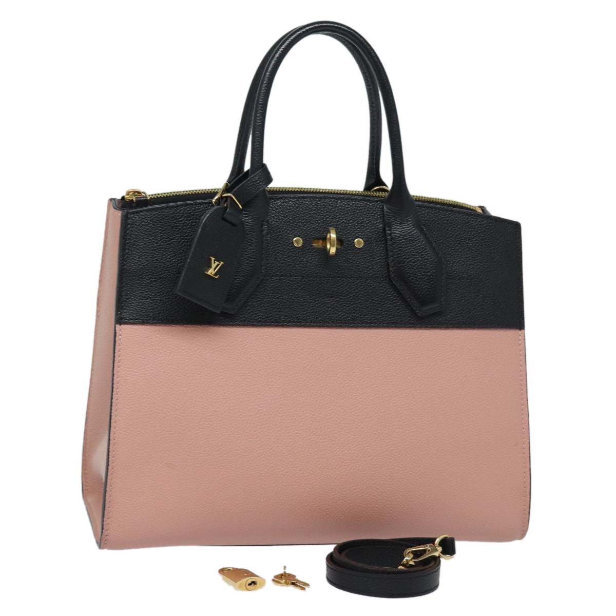 Louis Vuitton City Steamer Leather Black Leather Handbag (Pre-Owned)