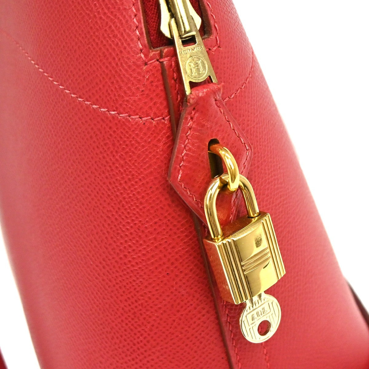 Hermes Bolide Courchevel Red Leather Handbag (Pre-Owned)
