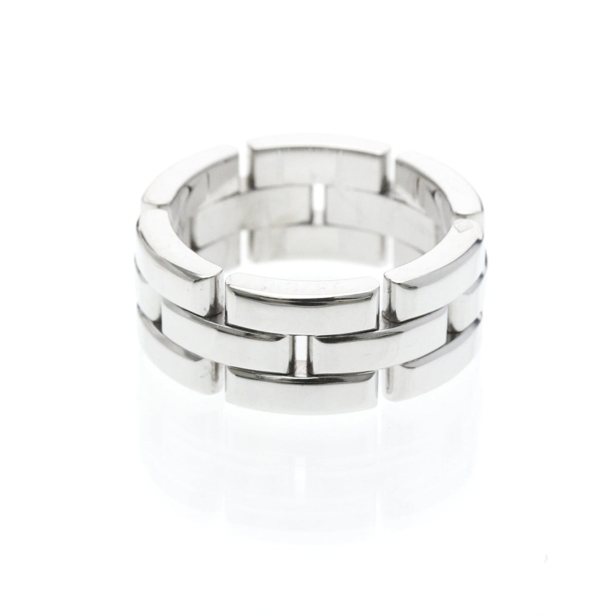 Cartier Maillon Panthere 3 Row 18K White Gold Silver White_Gold Ring Jewelry (Pre-Owned)