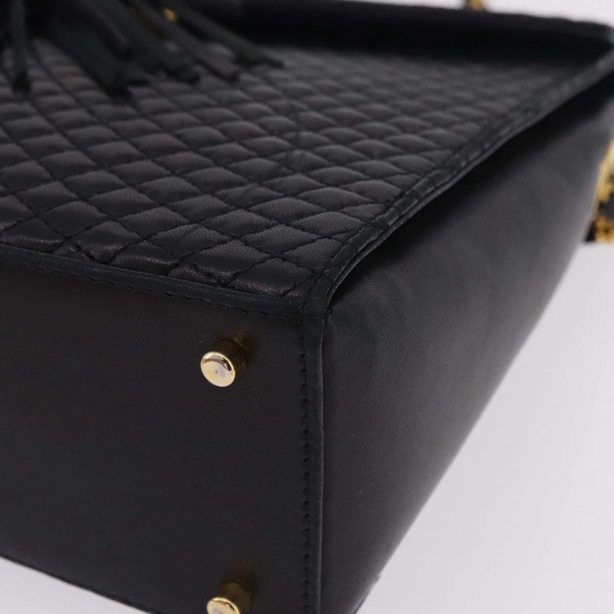 Bally Vintage Chain Quilted Leather Black Leather Shoulder Bag Bag (Pre-Owned)
