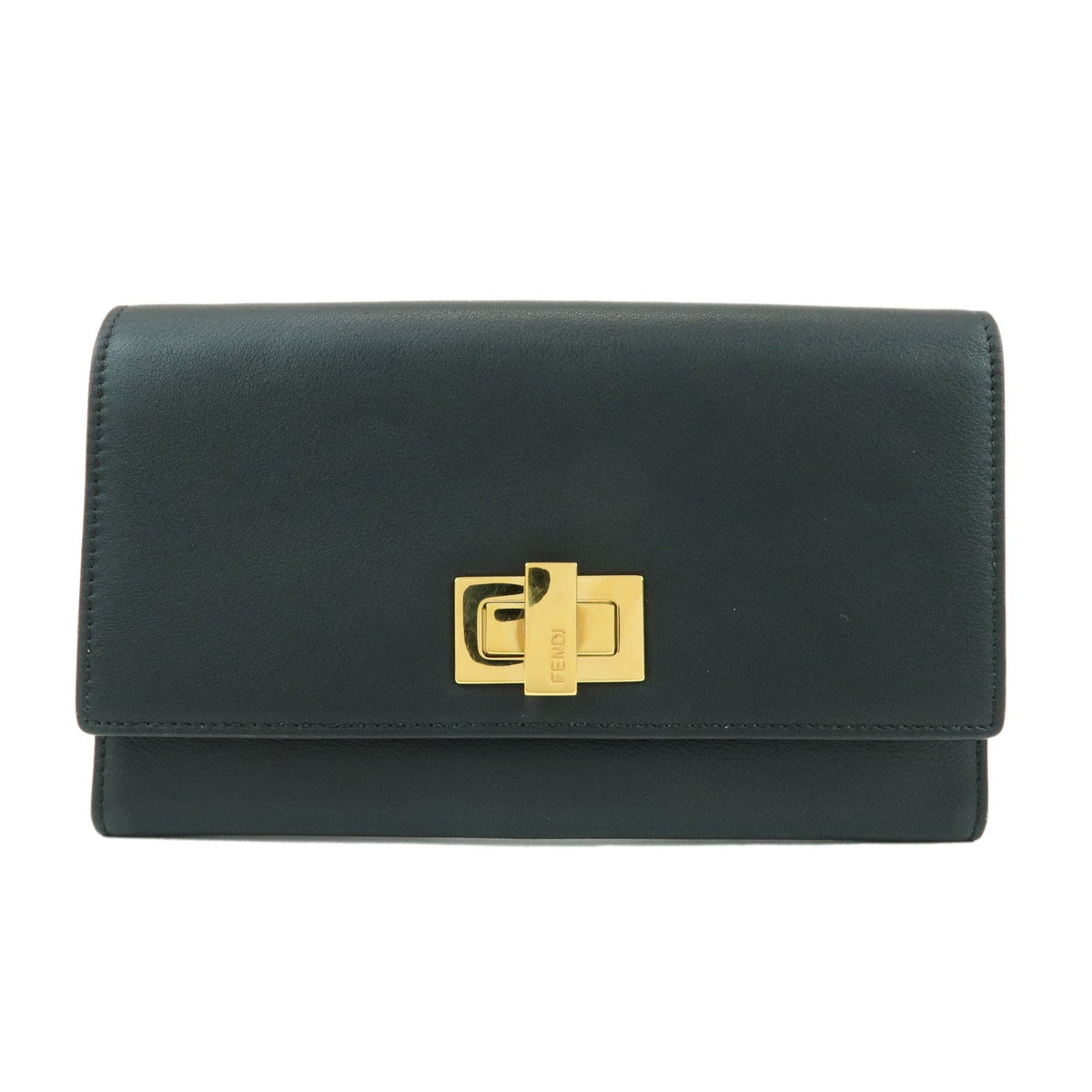 Fendi Selleria Peekaboo Leather Black Leather Wallets Accessory (Pre-Owned)