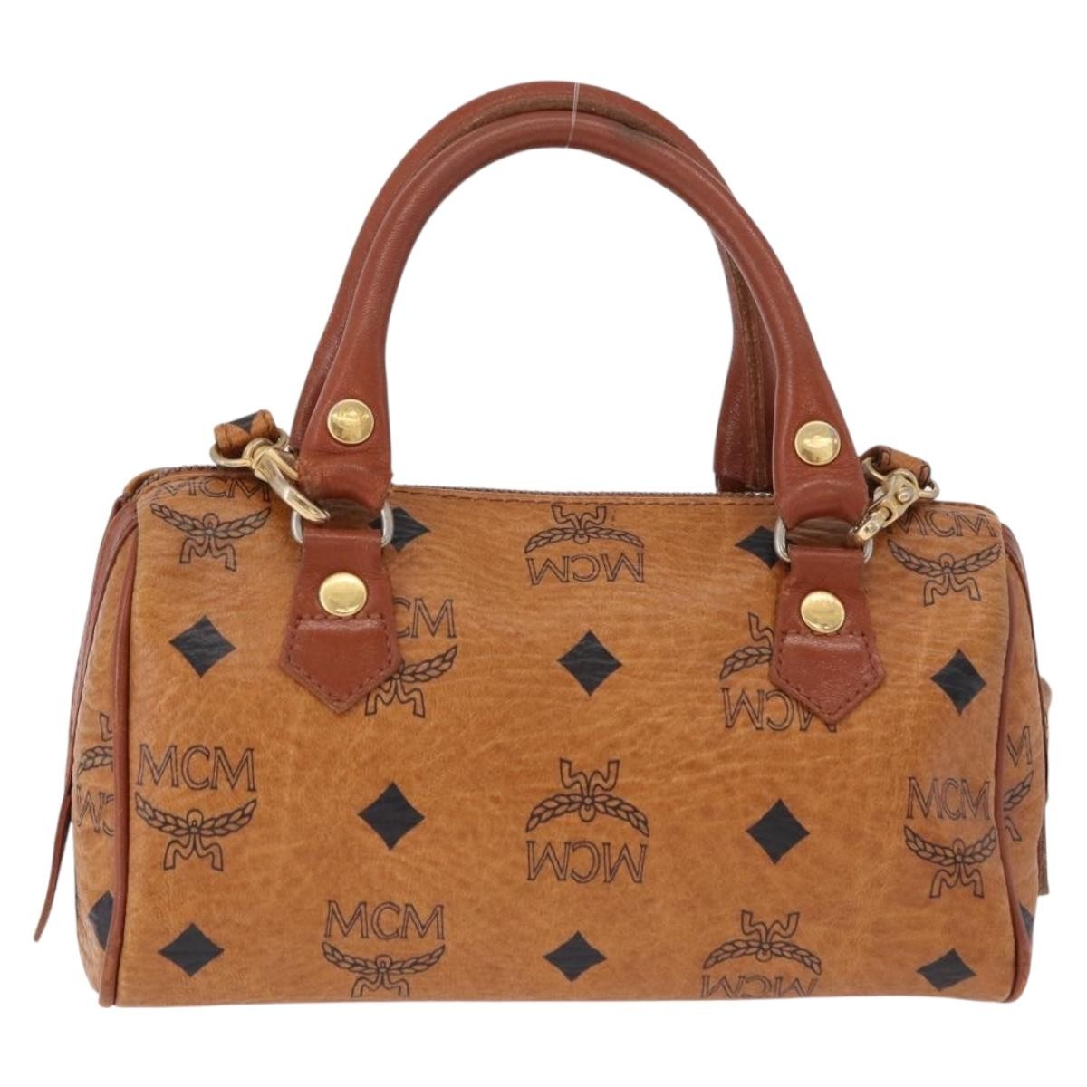 MCM Visetos Logogramme Leather Brown Leather Handbag (Pre-Owned)