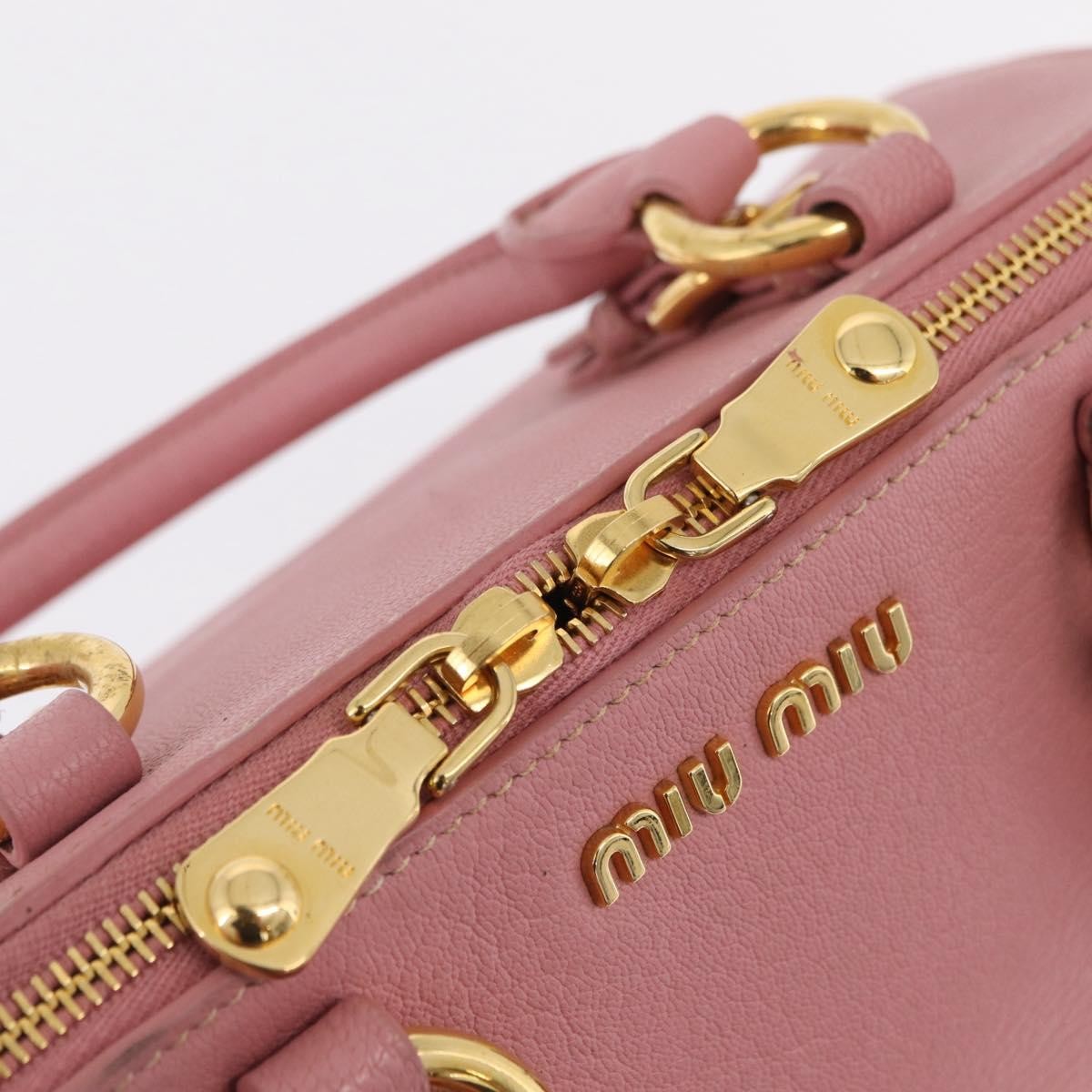 Miu Miu Madras Bowler Leather Pink Leather Handbag (Pre-Owned)