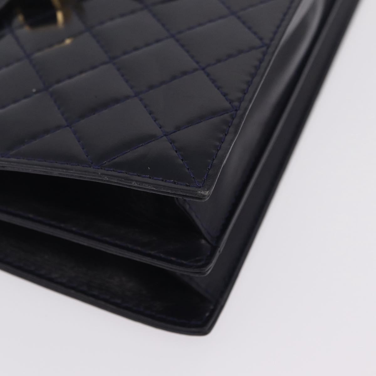 Saint Laurent Vintage Shoulder Bag Leather Navy Leather Shoulder Bag Bag (Pre-Owned)
