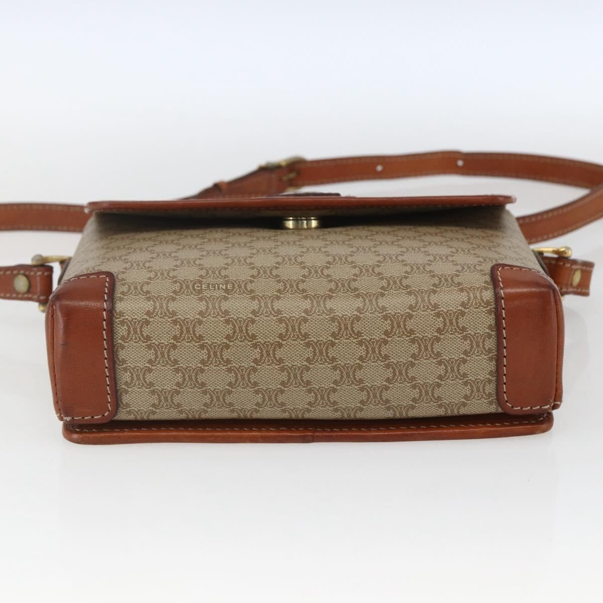 Celine Vintage Macadam Canvas And Leather Beige Canvas Shoulder Bag Bag (Pre-Owned)