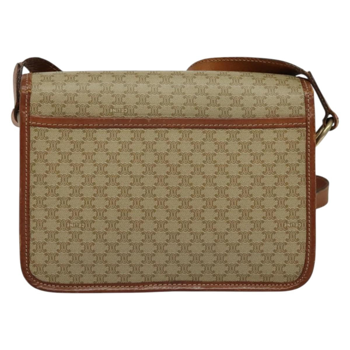 Celine Macadam Shoulder Pvc Leather Beige Canvas Bag (Pre-Owned)