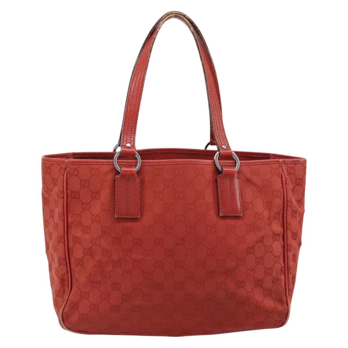 Gucci Vintage Open Tote Gg Canvas And Leather Red Canvas Tote Bag Bag (Pre-Owned)