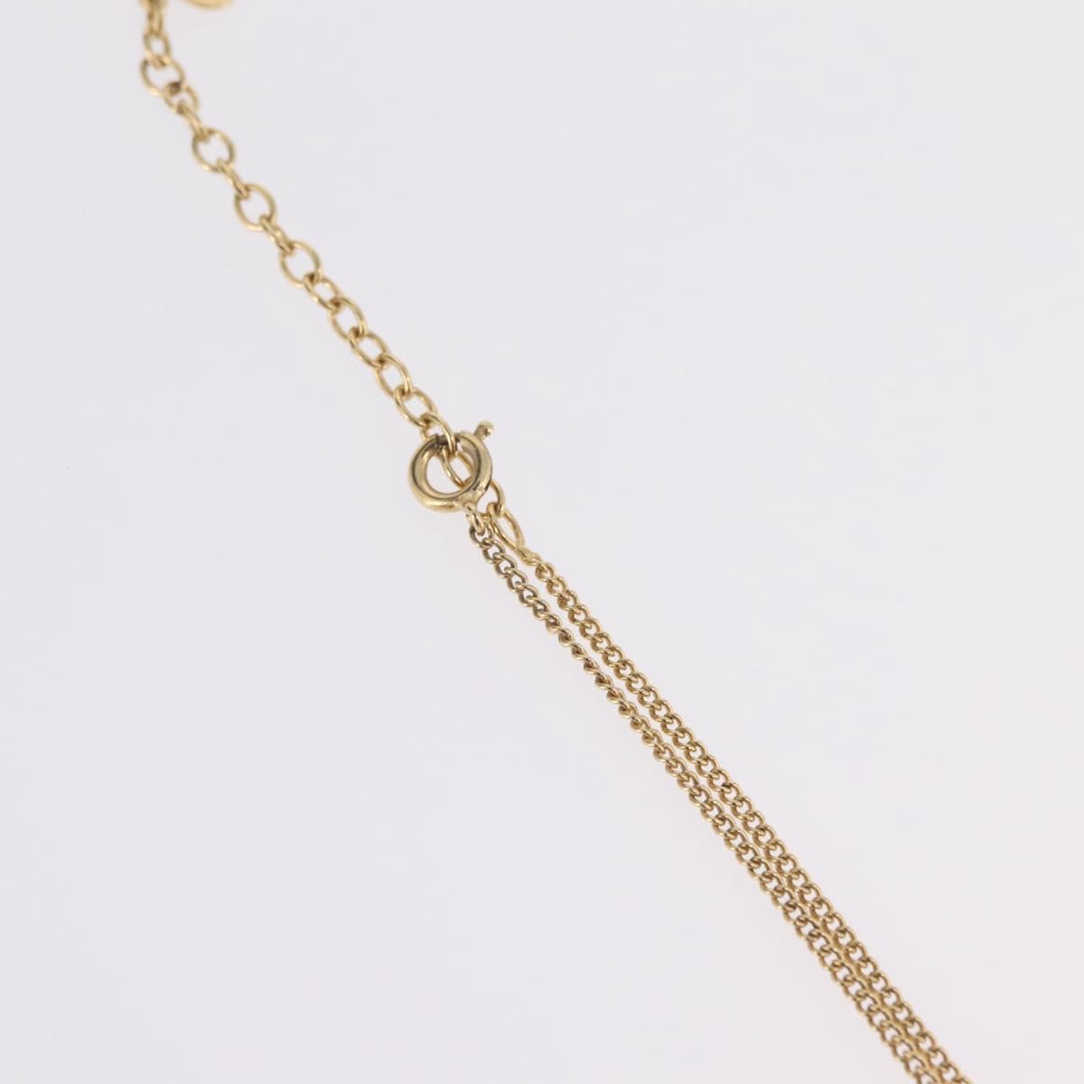 Christian Dior Round Logo Pendant Metal With Crystal Gold Metal Necklace Jewelry (Pre-Owned)