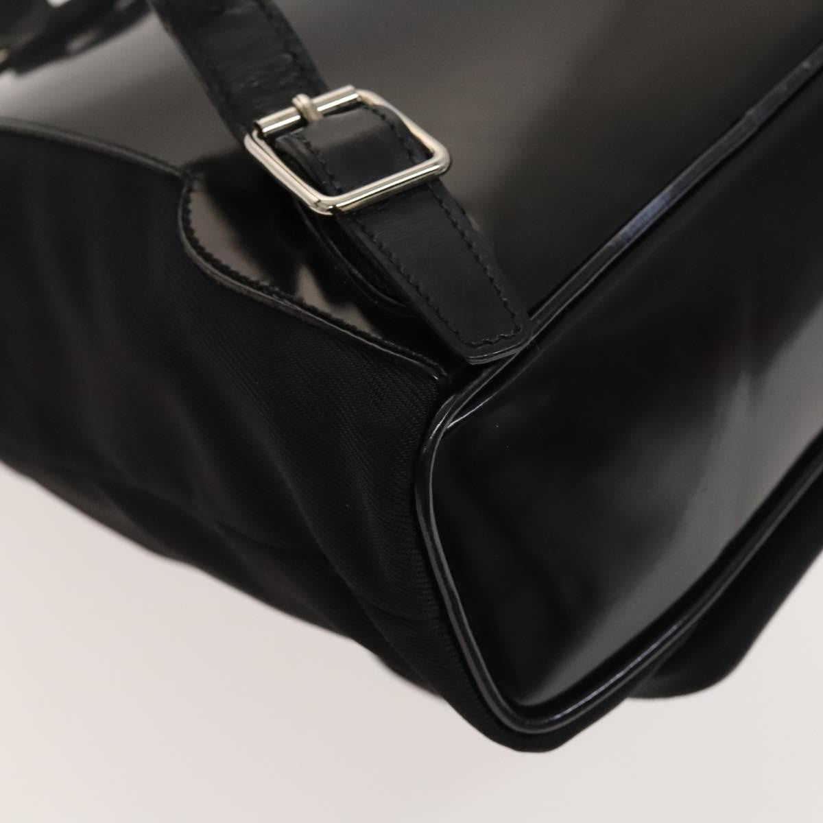 Gucci Vintage Bamboo Nylon And Patent Leather Black Nylon Backpack Bag (Pre-Owned)