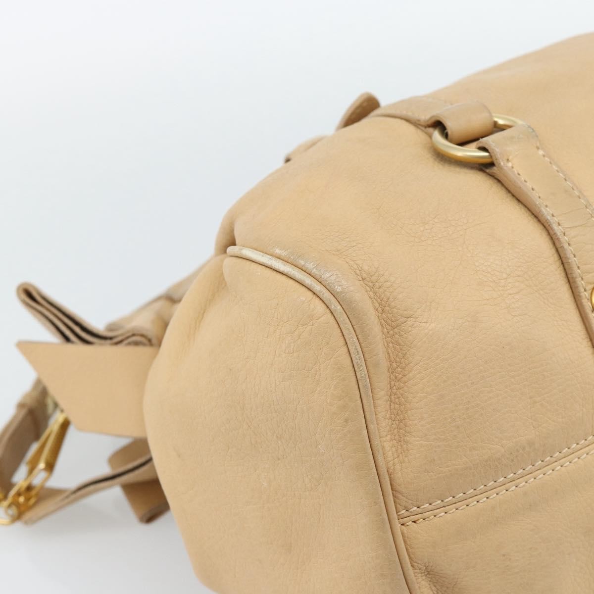 Miu Miu Convertible Satchel Leather Beige Leather Handbag (Pre-Owned)