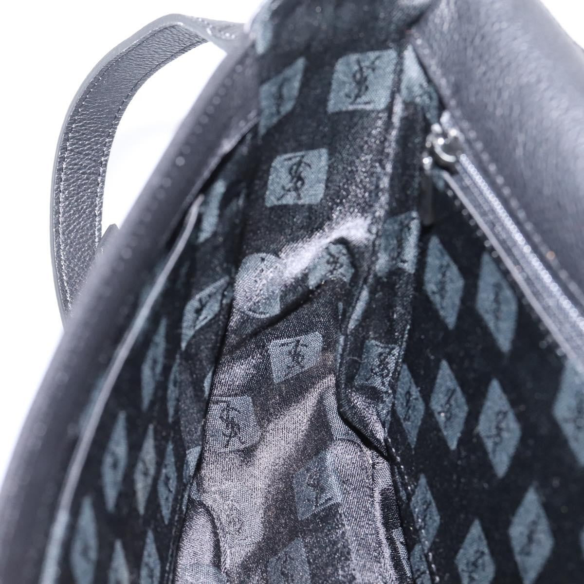 Saint Laurent Vintage Shoulder Bag Leather Black Leather Shoulder Bag Bag (Pre-Owned)