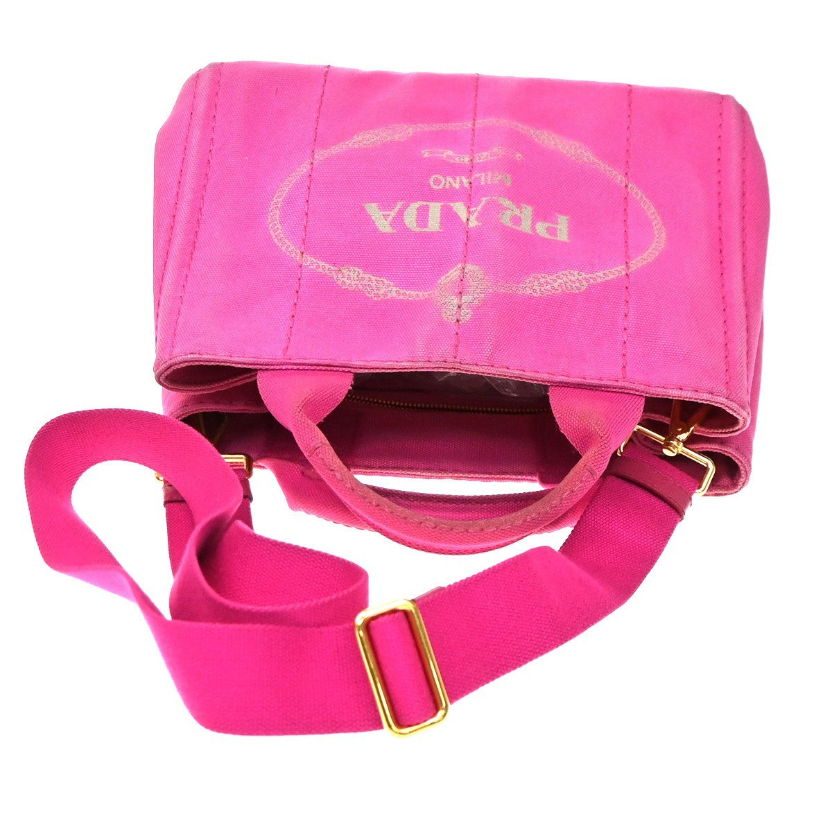Prada Canapa Open Tote Canvas Pink Canvas Tote Bag Bag (Pre-Owned)
