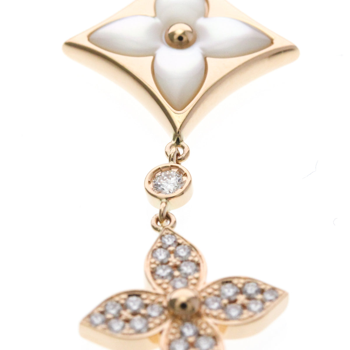 Louis Vuitton Color Blossom Lariat 18K Rose Gold With Mother Of Pearl And Diamond Gold Pink_Gold Necklace Jewelry (Pre-Owned)