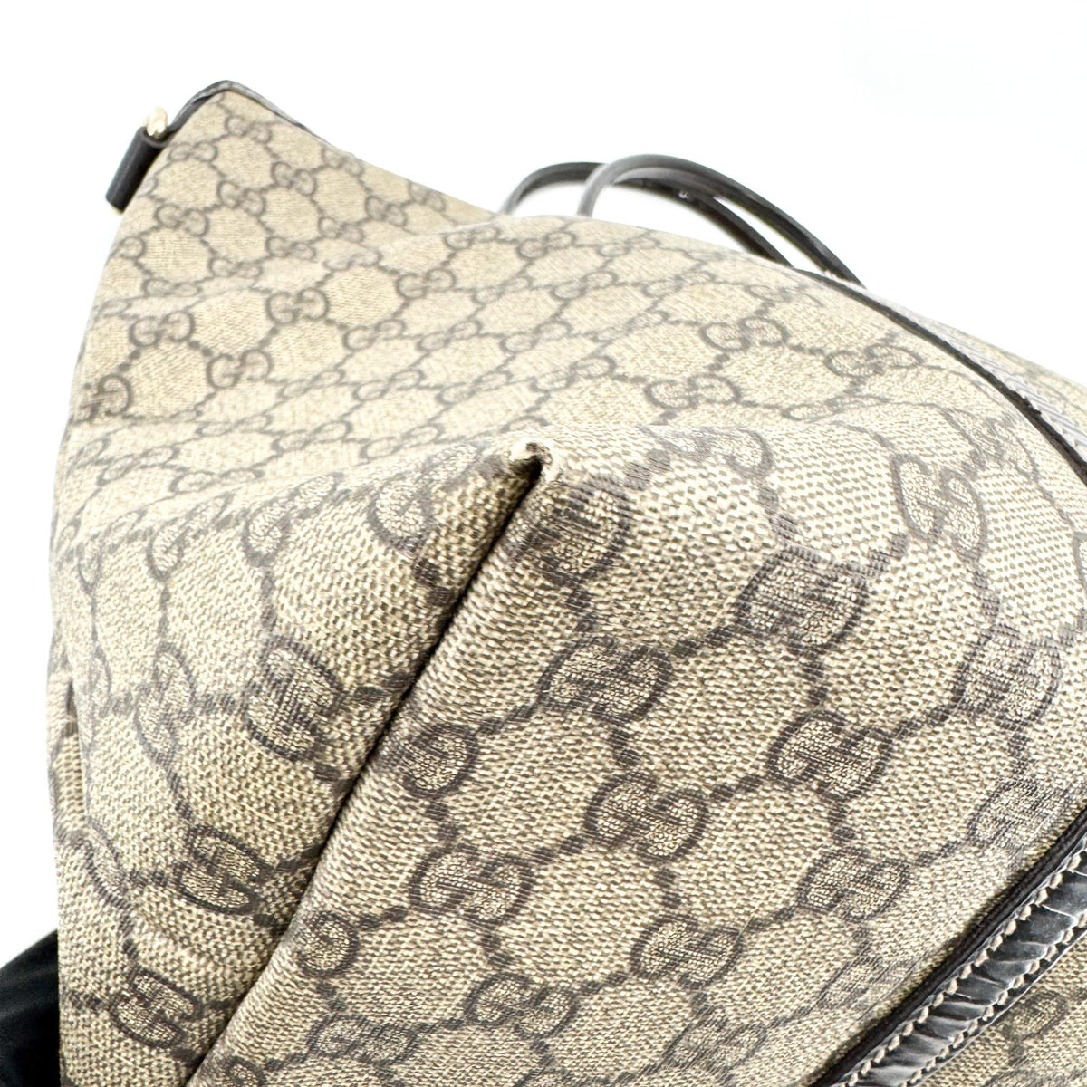 Gucci Joy Gg Coated Canvas With Leather Brown Canvas Tote Bag Bag (Pre-Owned)