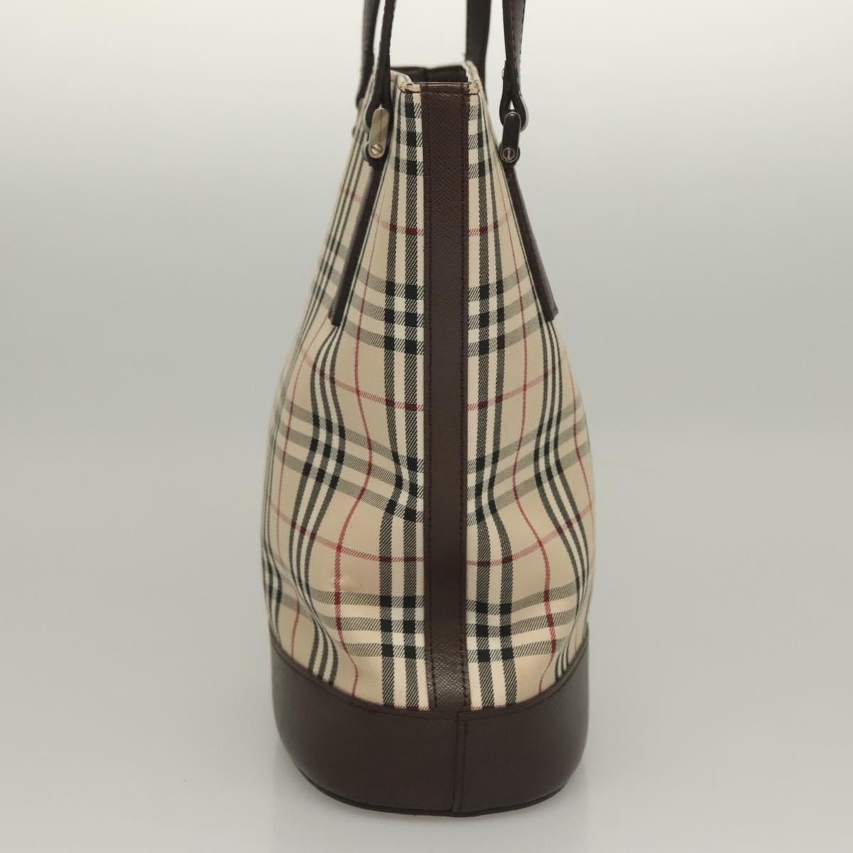 Burberry Nova Check Tote Canvas Check Pattern Beige Canvas Tote Bag Bag (Pre-Owned)
