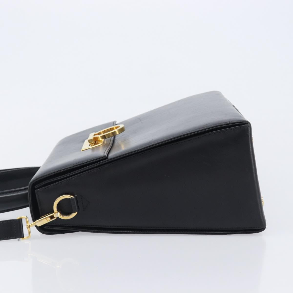 Salvatore Ferragamo Convertible Top Handle Leather Black Leather Handbag (Pre-Owned)