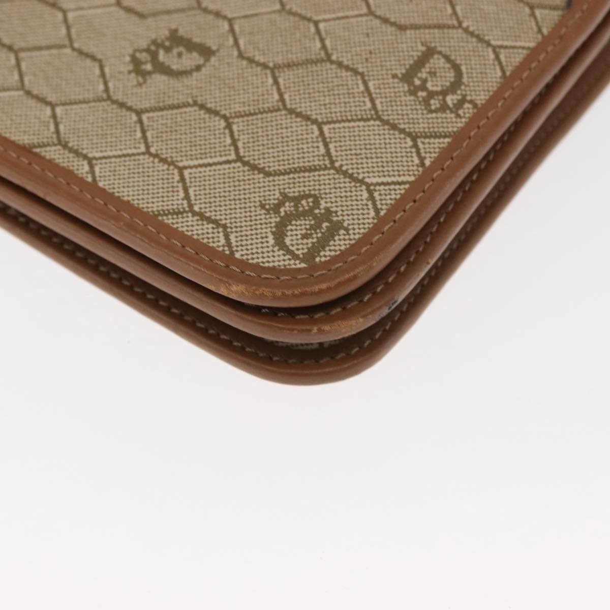 Christian Dior Vintage Honeycomb Zip Coated Canvas Beige Canvas Shoulder Bag Bag (Pre-Owned)