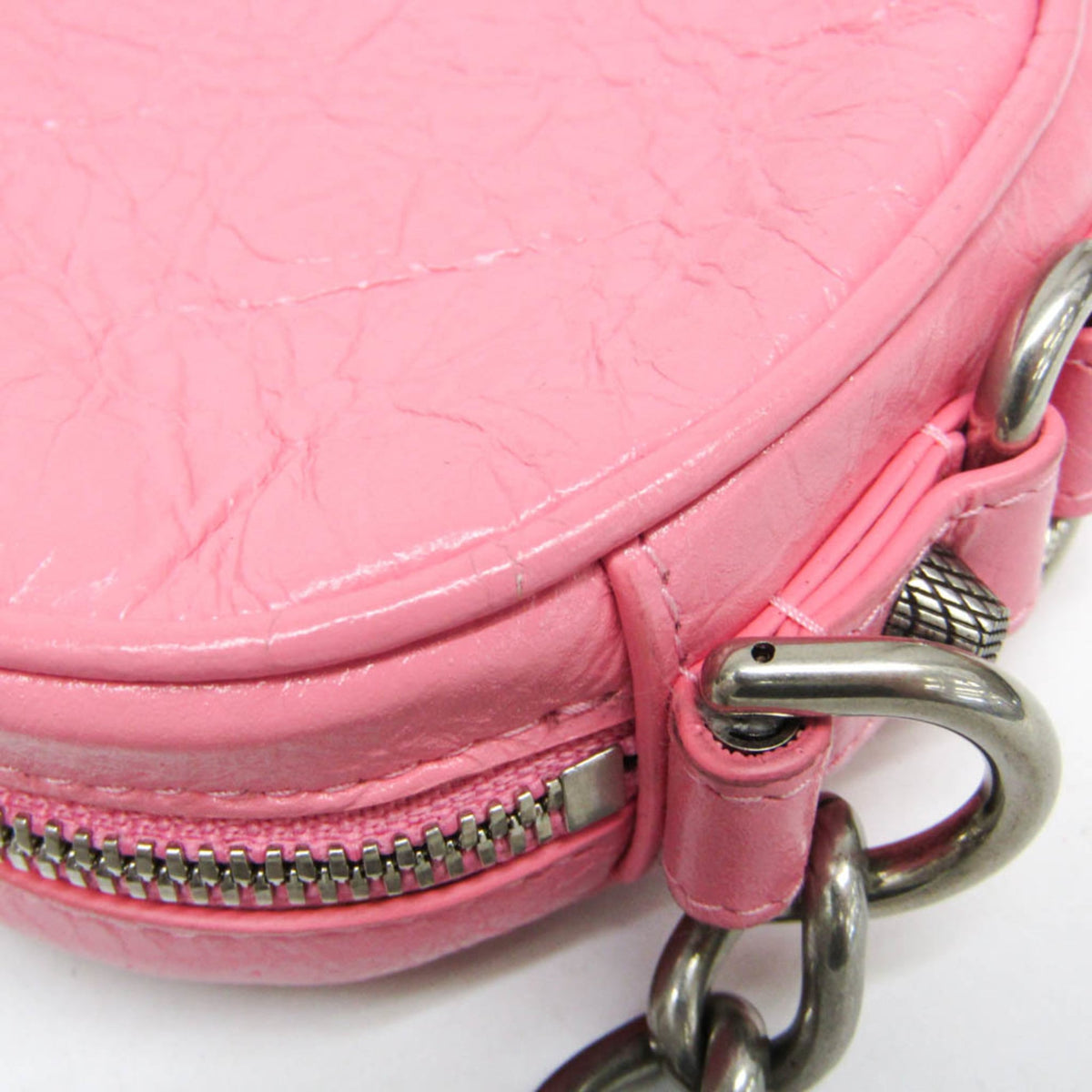 Balenciaga Le Cagole Giant Studs Heart Chain Leather Pink Leather Handbag (Pre-Owned)
