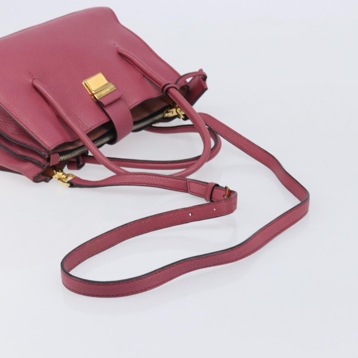 Miu Miu Madras Convertible Compartment Leather Pink Leather Tote Bag Bag (Pre-Owned)