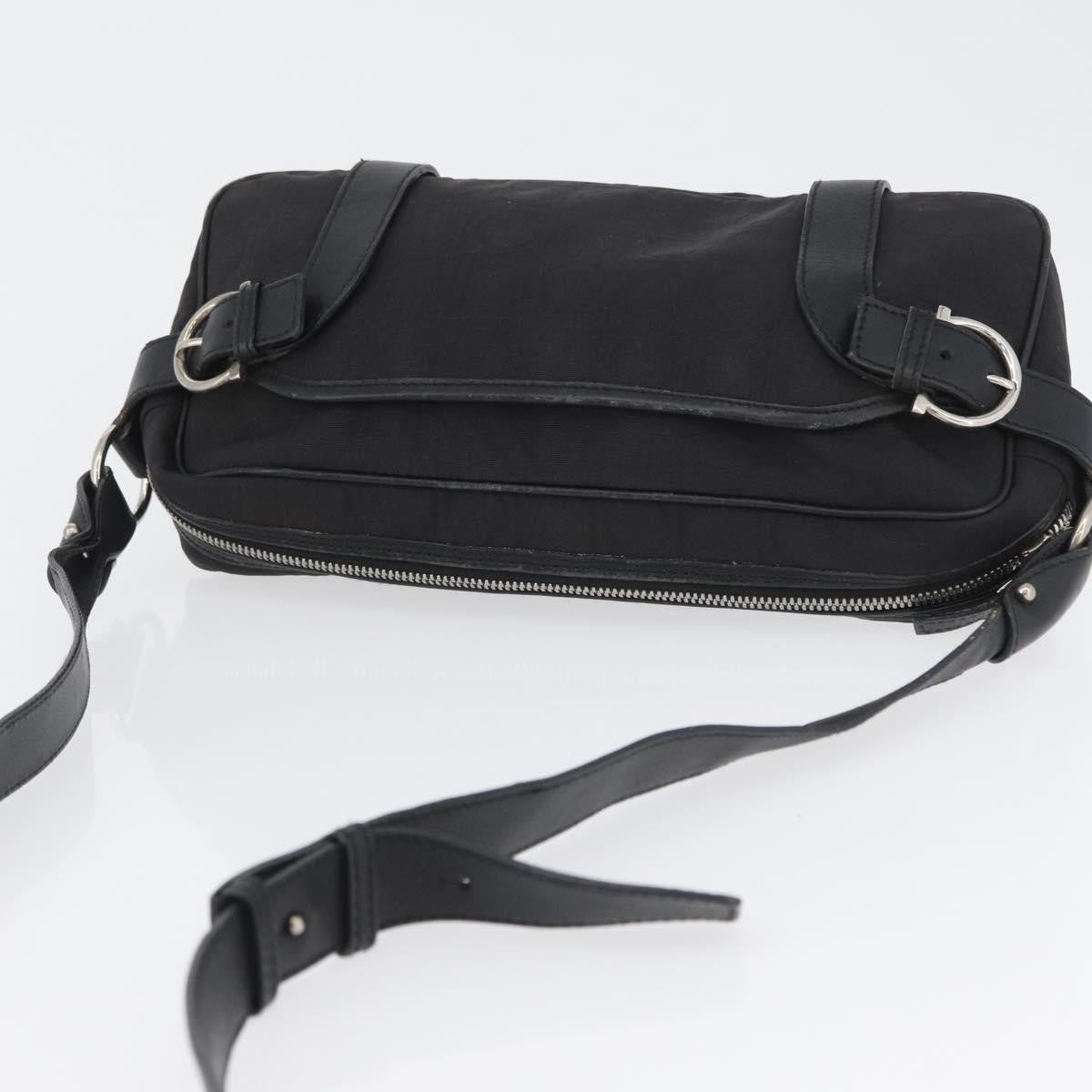 Salvatore Ferragamo Gancini Canvas Black Canvas Shoulder Bag Bag (Pre-Owned)