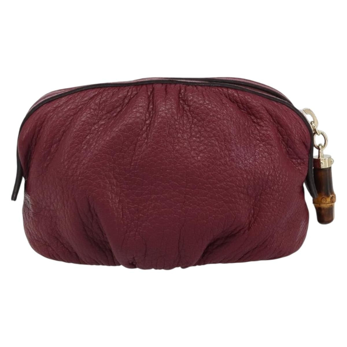 Gucci Bamboo Leather Purple Leather Clutche & Pouche Bag (Pre-Owned)
