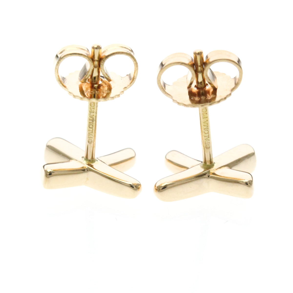 Tiffany & Co. Paloma Picasso Graffiti X Stud 18K Yellow Gold Pink Pink_Gold Earrings Jewelry (Pre-Owned)