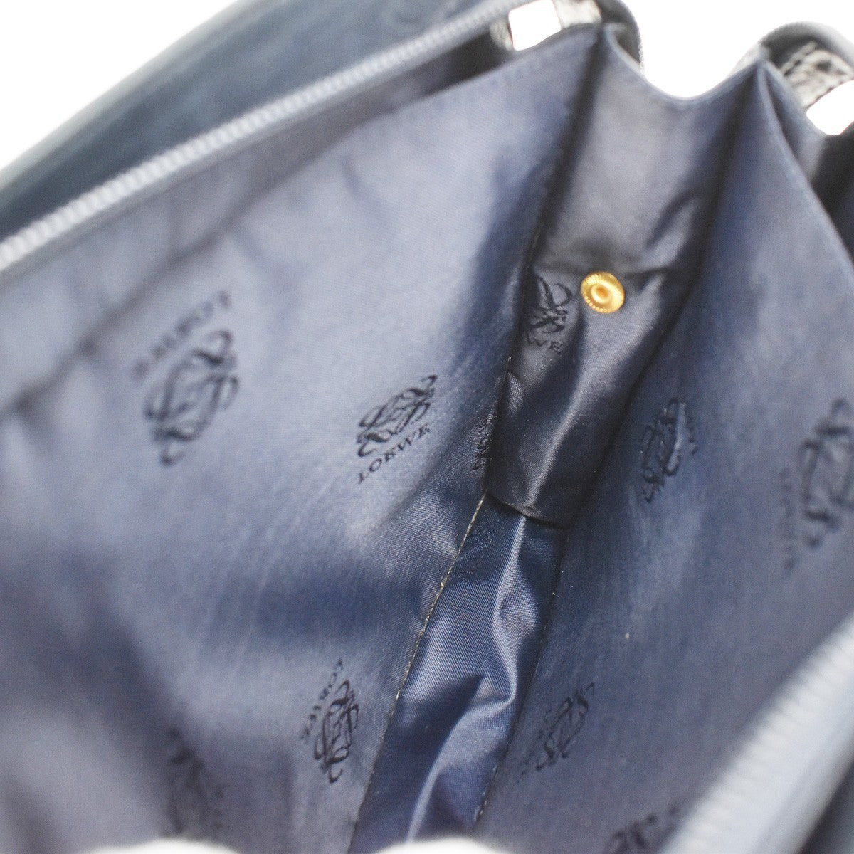 Loewe Vintage Anagram Zip Leather Navy Leather Crossbody Bag Bag (Pre-Owned)