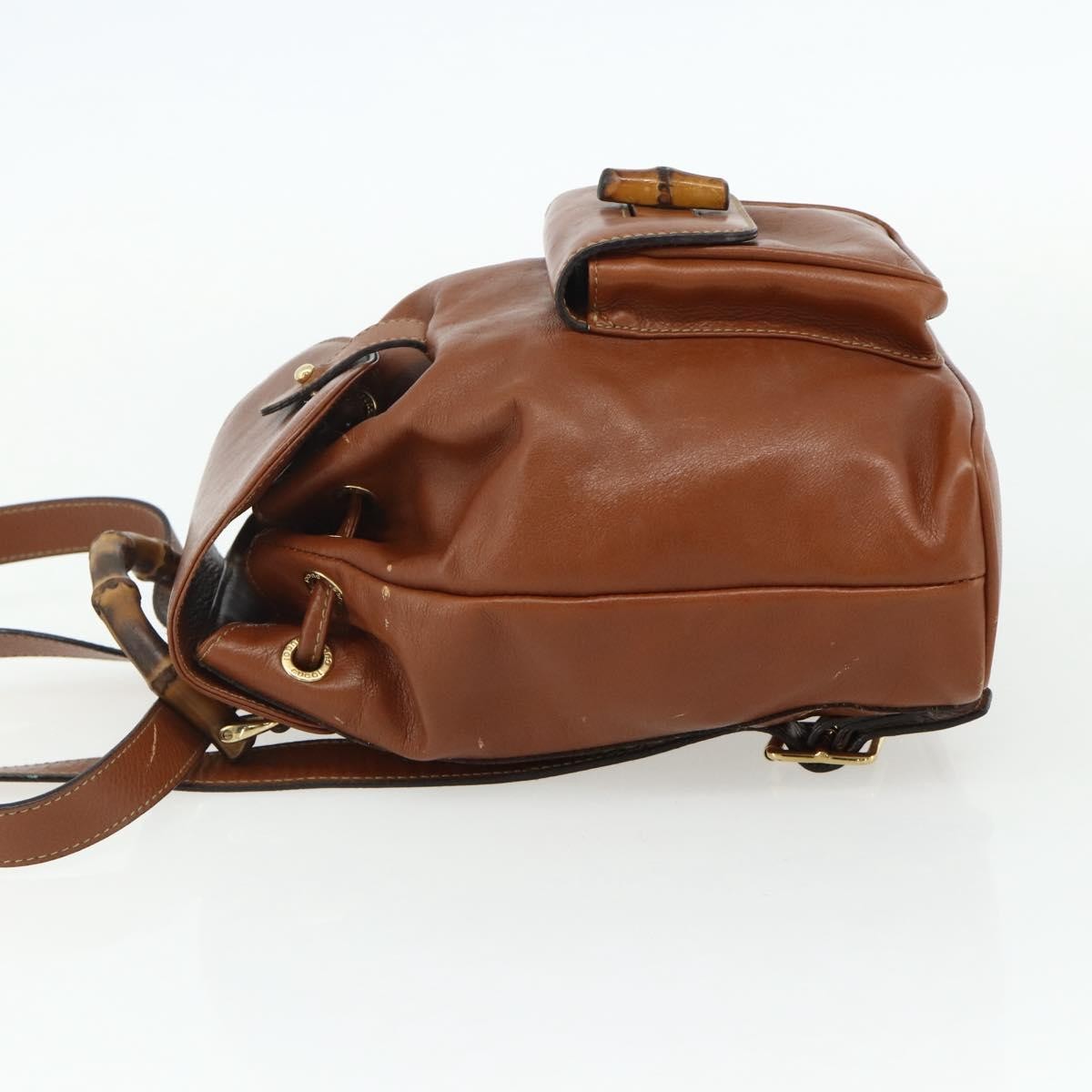 Gucci Vintage Bamboo Leather Brown Leather Backpack Bag (Pre-Owned)