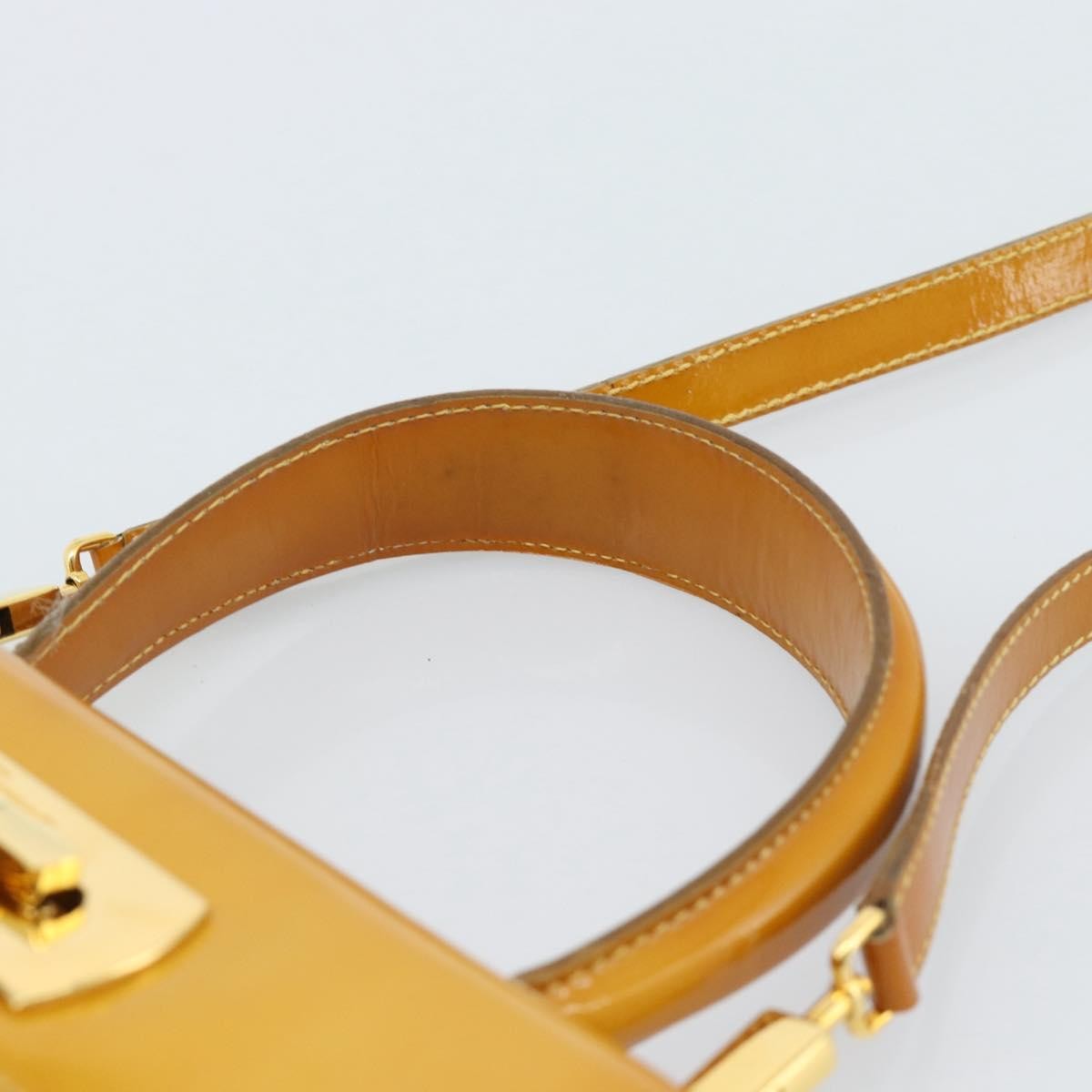 Salvatore Ferragamo Gancini Patent Leather Yellow Patent_Leather Handbag (Pre-Owned)