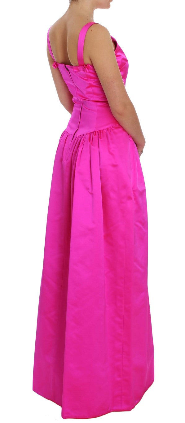 Dolce & Gabbana Pink Silk Long Sheath Ball Gown Women's Dress