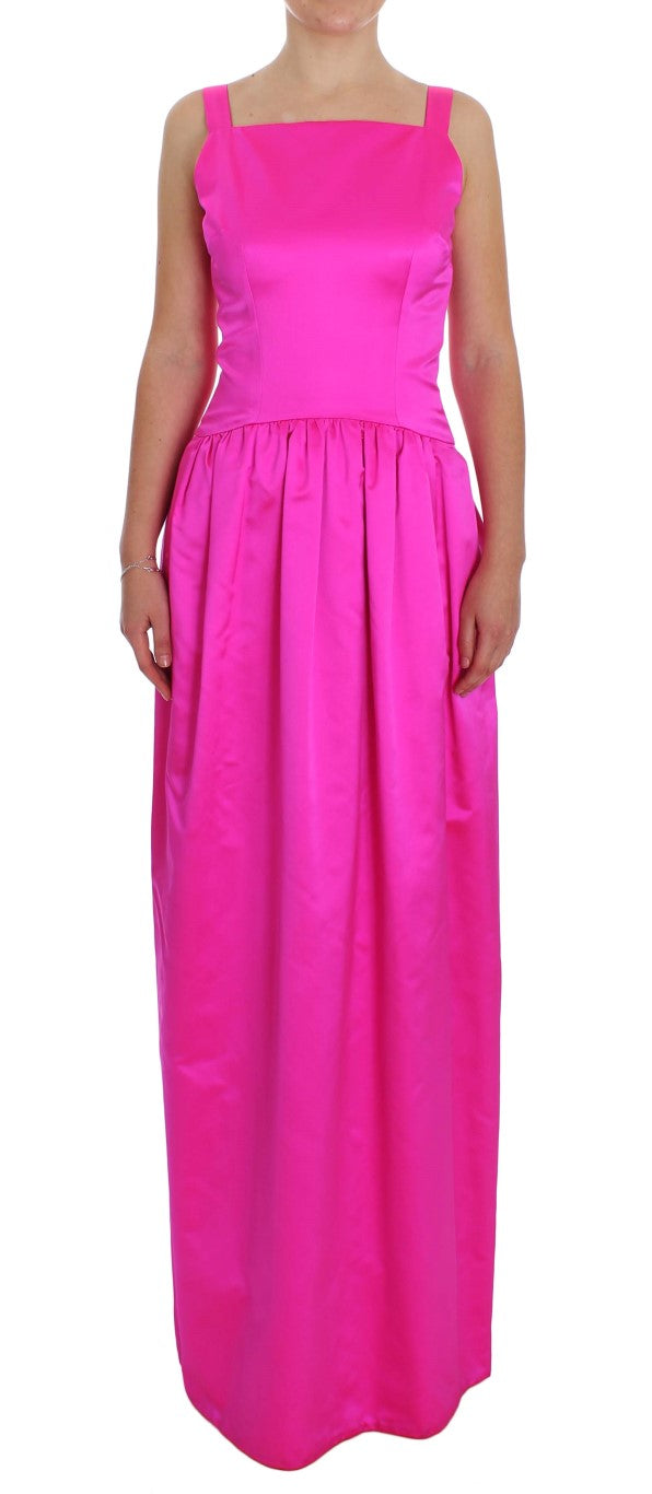 Dolce & Gabbana Pink Silk Long Sheath Ball Gown Women's Dress