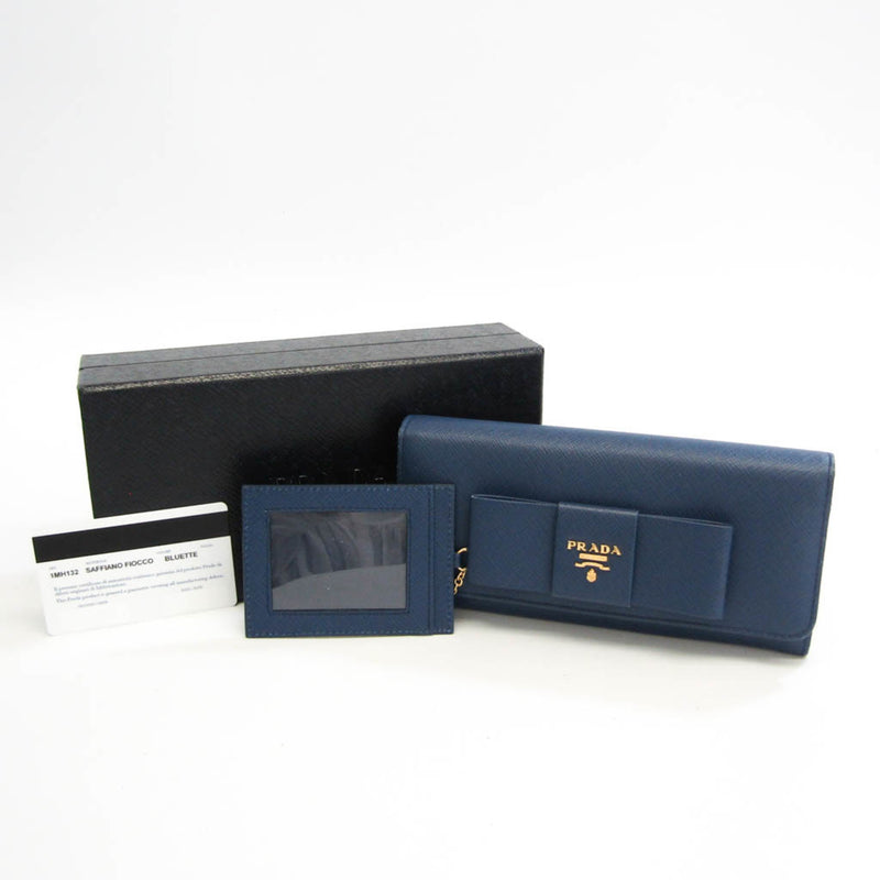 Prada Saffiano Blue Leather Wallet  (Pre-Owned)