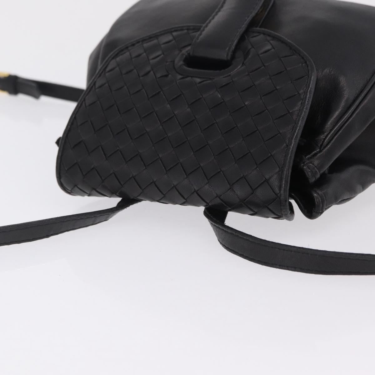 Bottega Veneta Backpack Leather With Intrecciato Black Leather Backpack Bag (Pre-Owned)