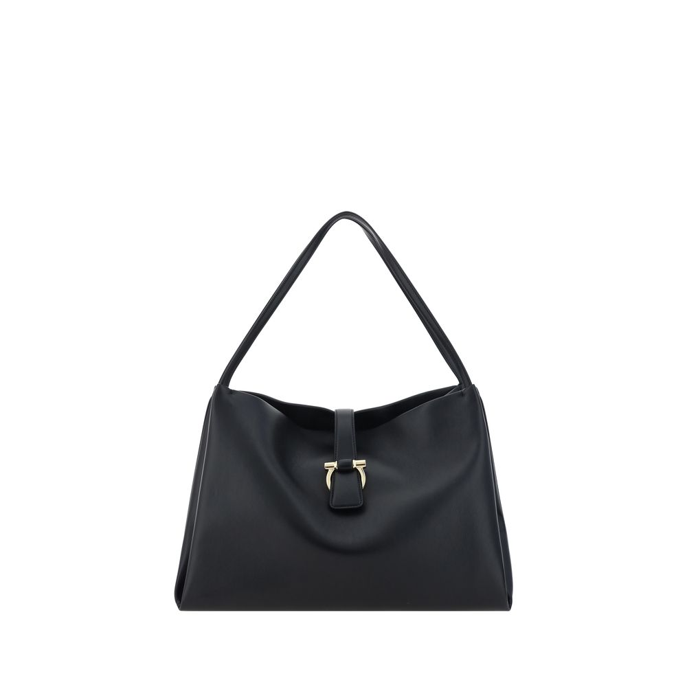 Ferragamo Black Calf Leather Bos Taurus Women's Handbag