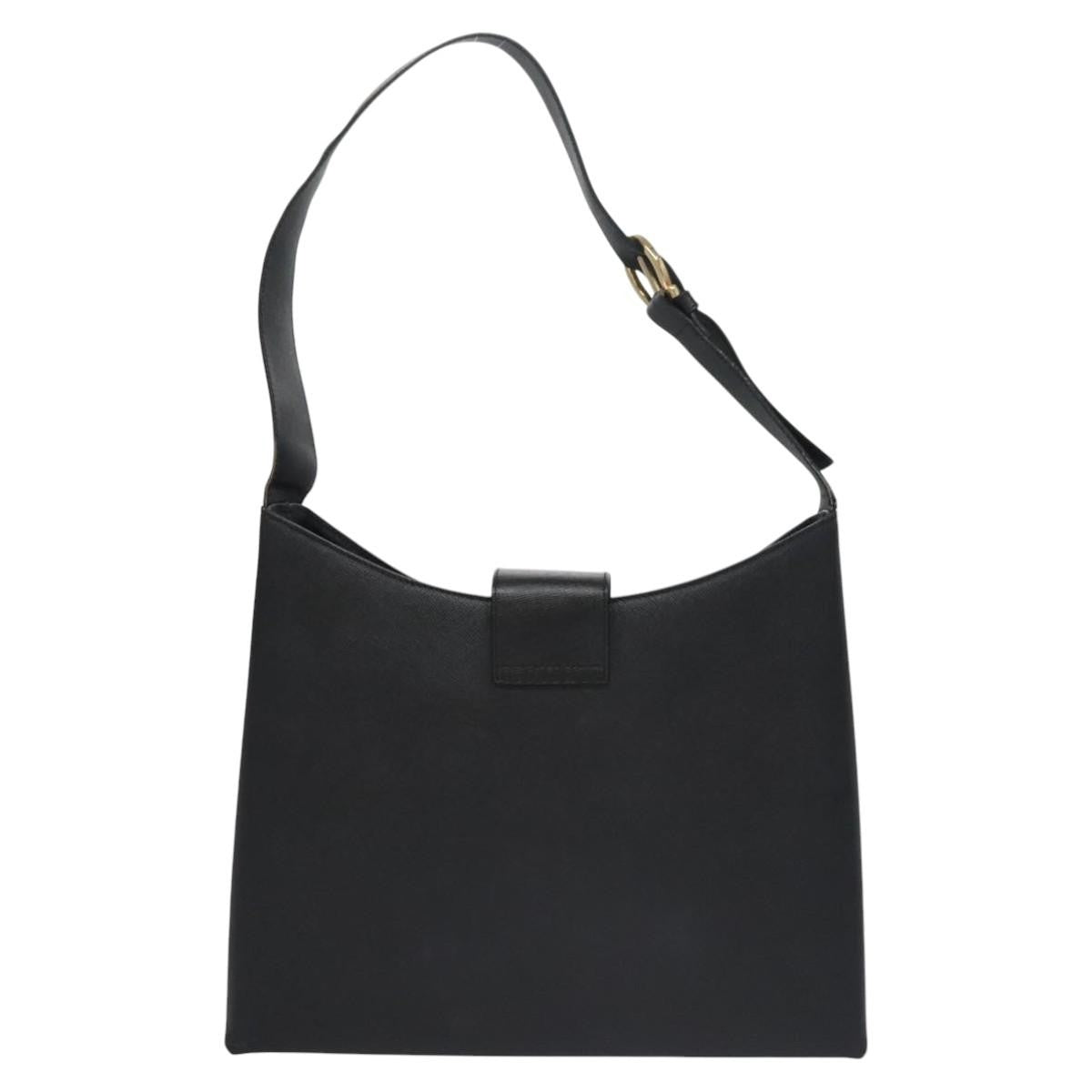 Salvatore Ferragamo Gancio Flap Hobo Leather Black Leather Shoulder Bag Bag (Pre-Owned)