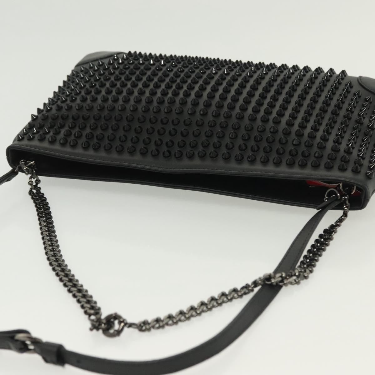 Christian Louboutin Loubiclutch Spiked Leather Black Leather Shoulder Bag Bag (Pre-Owned)