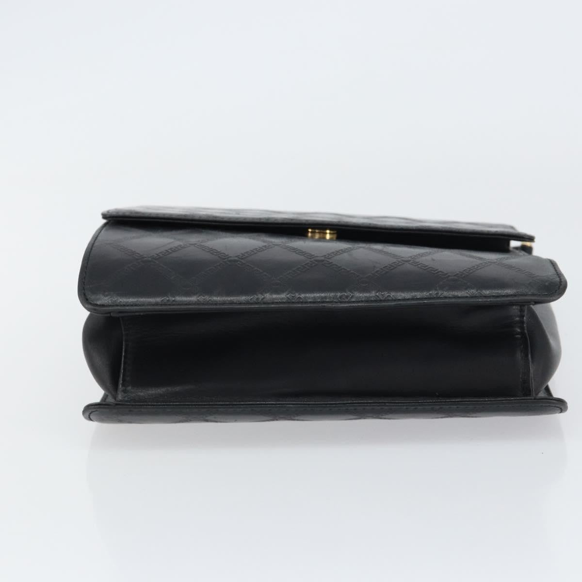 Versace Vintage Leather Black Leather Handbag (Pre-Owned)