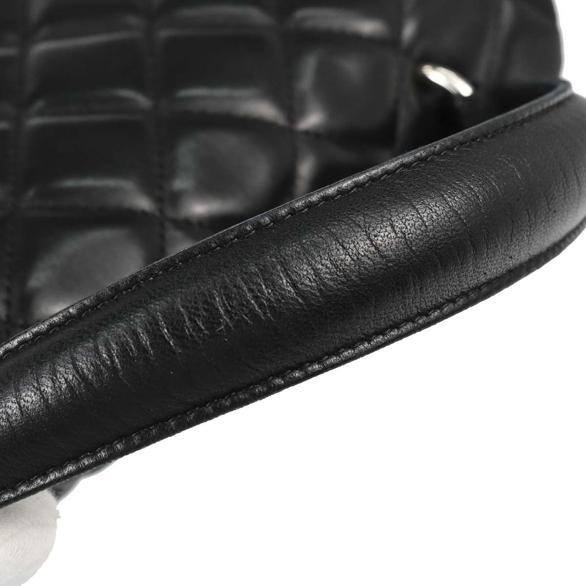 Chanel Vintage Classic Top Handle Flap Quilted Lambskin Black Leather Handbag (Pre-Owned)