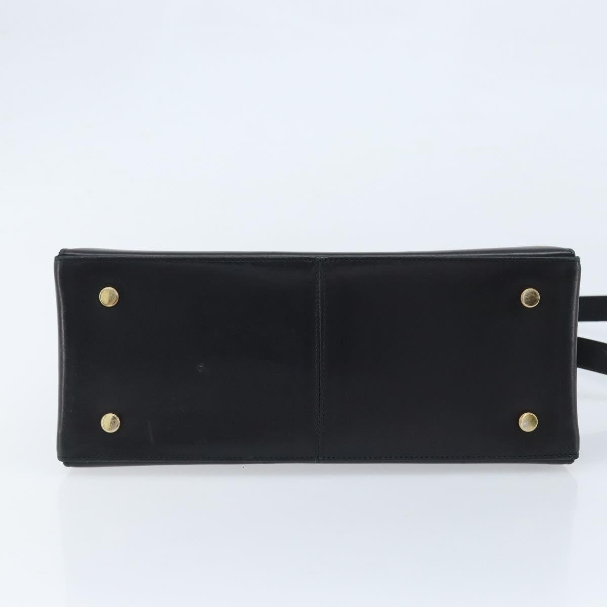 Salvatore Ferragamo Gancini Convertible Top Handle Leather Black Leather Handbag (Pre-Owned)