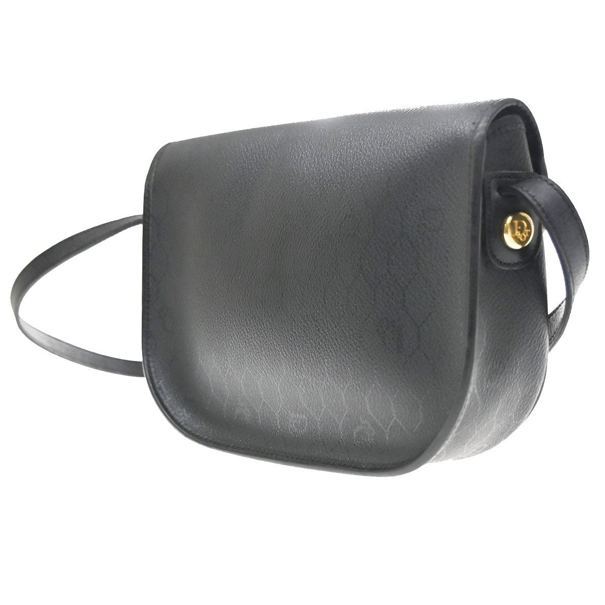 Christian Dior Vintage Honeycomb Flap Coated Canvas Black Canvas Shoulder Bag Bag (Pre-Owned)