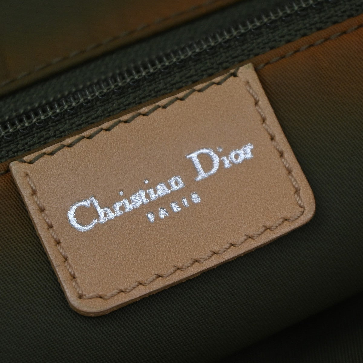 Christian Dior Vintage Open Pocket Diorissimo Canvas Green Canvas Tote Bag Bag (Pre-Owned)