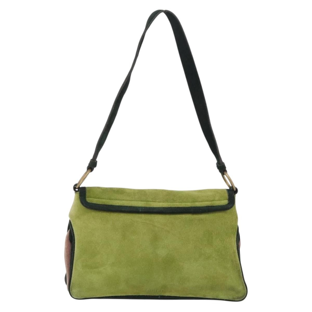 Miu Miu Vintage Flap Bag Suede Green Suede Handbag (Pre-Owned)