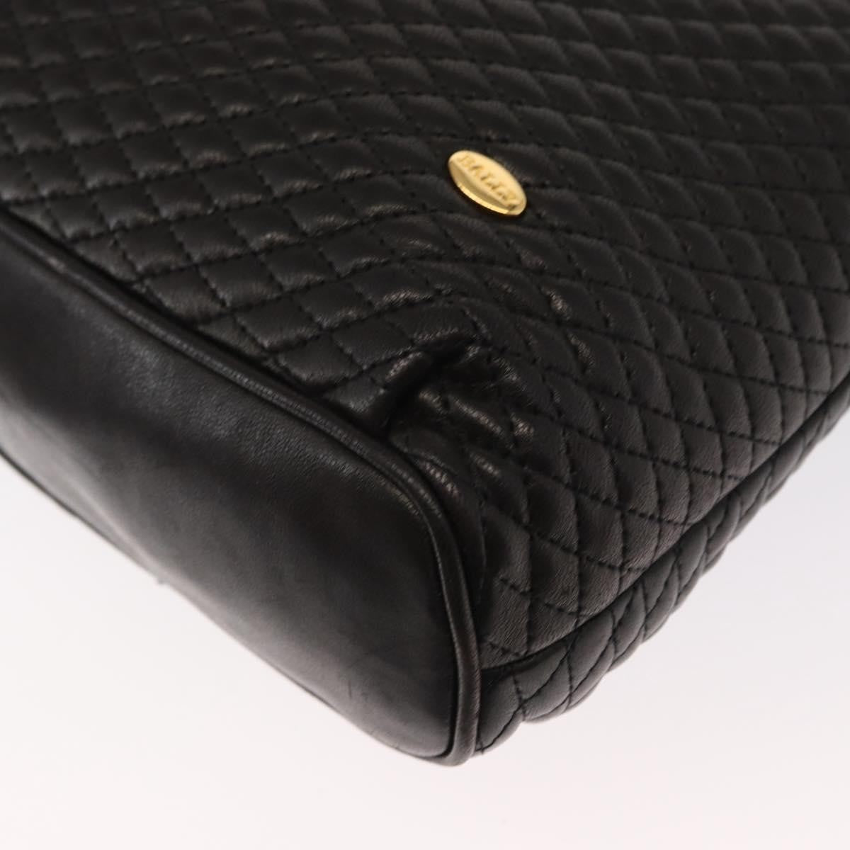 Bally Vintage Chain Quilted Leather Black Leather Shoulder Bag Bag (Pre-Owned)